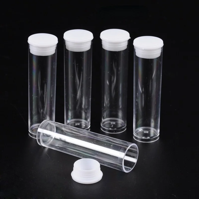 

20PCS Clear Tube Plastic Bead Containers with Lid 15mm wide 55mm long Capacity: 3ml(0.1 fl. oz) For DIY