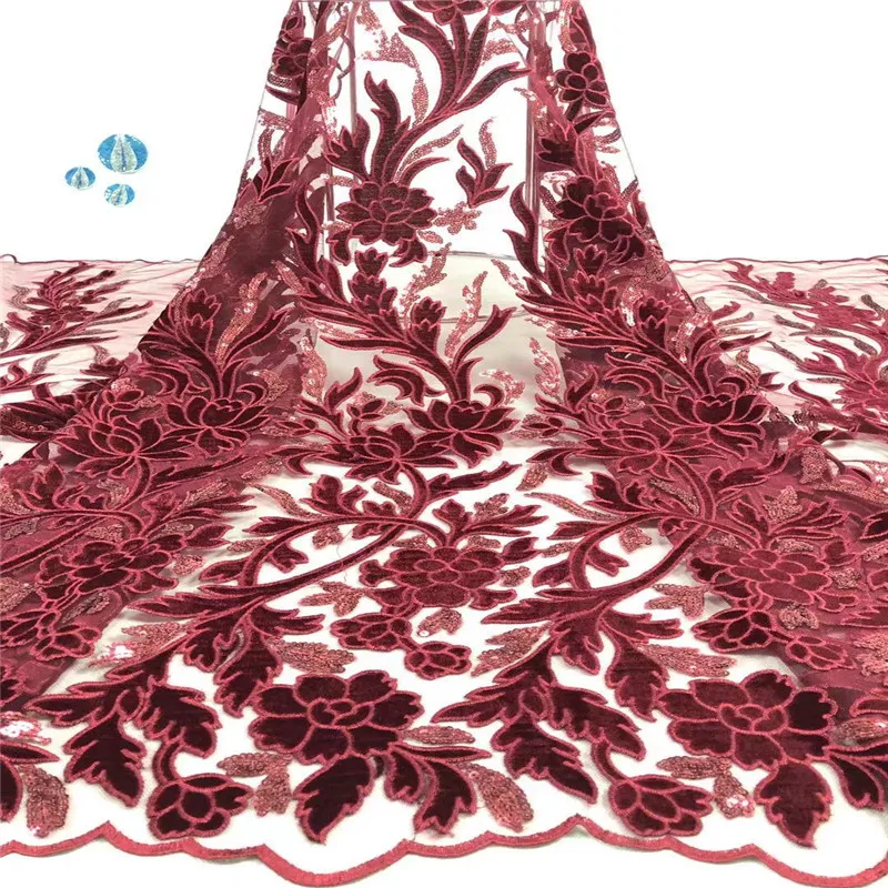 Мягкая нигерийская бархатная кружевная ткань французское кружево с блестками