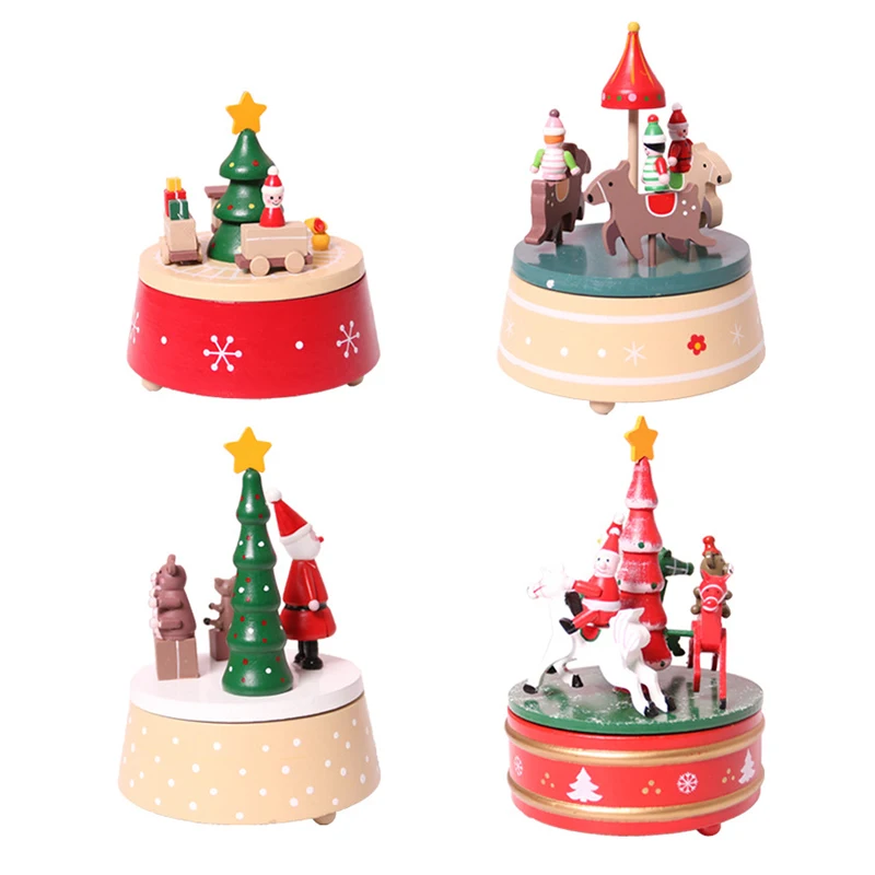 Новый дизайн карусель деревянная музыкальная шкатулка Рождественское украшение