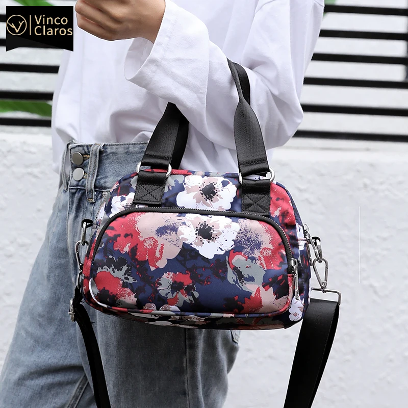 Высококачественная нейлоновая сумка через плечо с цветочным принтом маленькая