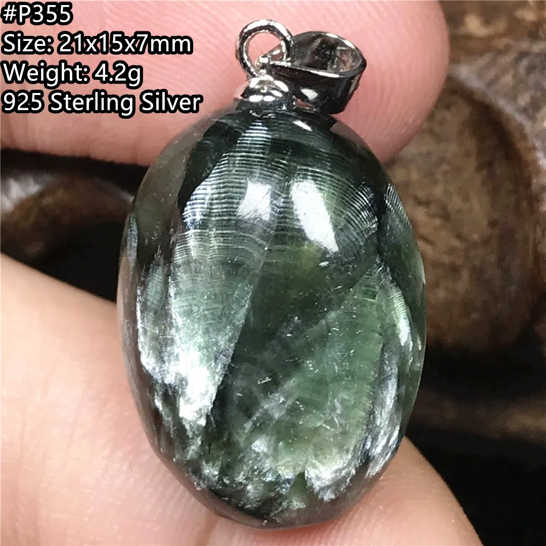 

Natural Green Seraphinite Pendant For Woman Lady Men Healing Gift Crystal Silver 21x15x7mm Beads Stone Gemstone Jewelry AAAAA
