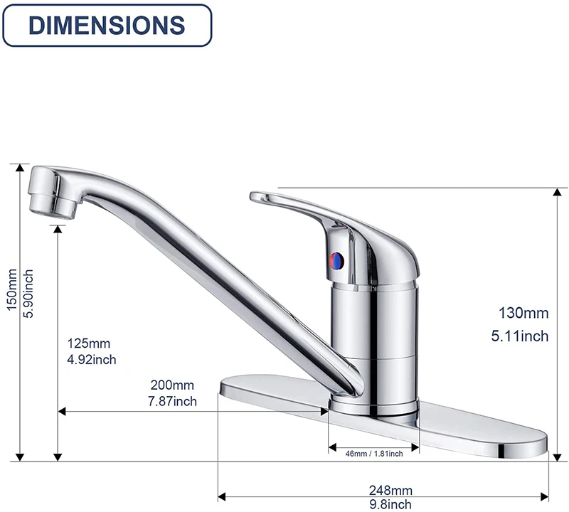 

Classic Kitchen Faucet Solid Brass Kitchen Sink Faucet Single Handle 360 Degree Swivel Faucet Deck Plate Chrome