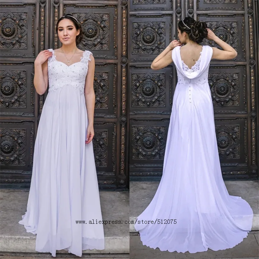 

Женское шифоновое свадебное платье It's yiiya, белое платье трапециевидной формы со шлейфом на лето 2019