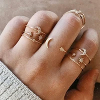 huatang 7pcssets boho moon star joint ring sets for women charming shiny crystal stone star open ring jewelry anillo 17261