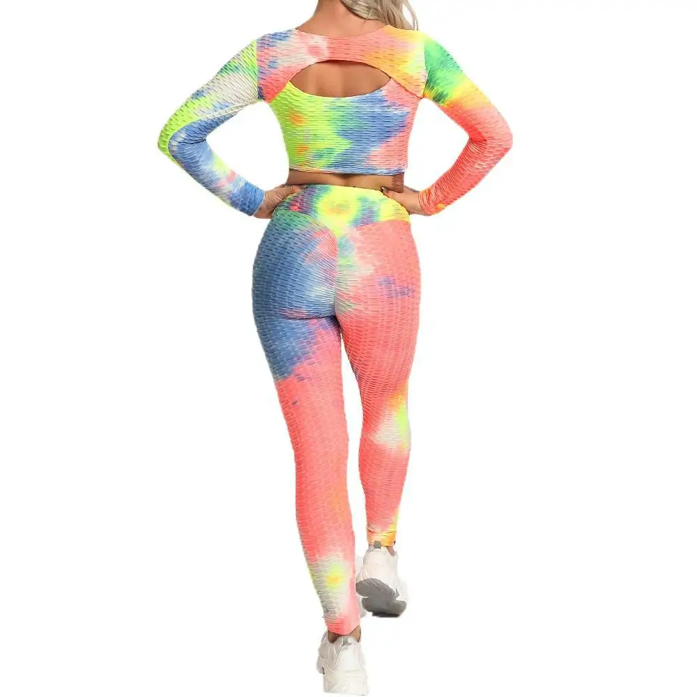 Сексуальные женские спортивные костюмы из 2 предметов тренировочный комплект