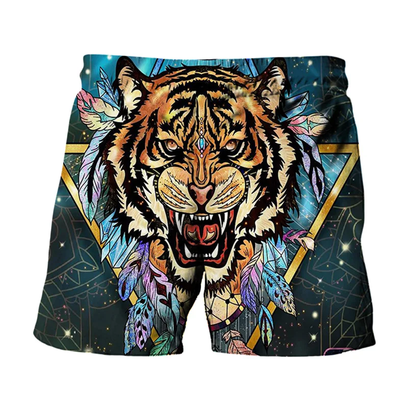 

Tiger Head Men's Swimwear Shorts Running Sports Surfing Quick-Drying Men's Beach Shorts2021 Summer New 3D Printing Animal