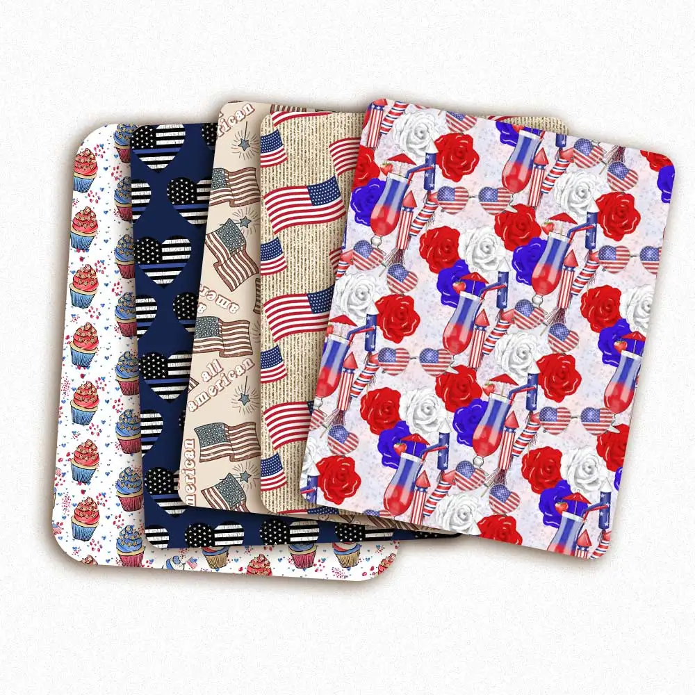 Ткань IBOWS из полиэстера и хлопка тематический принт Дня независимости на