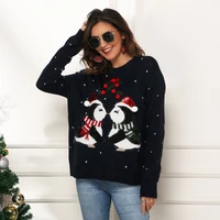 spring men penguin sweaters santa claus xmas patterned pullovers sweaters women red couple casual jumper tops plus size