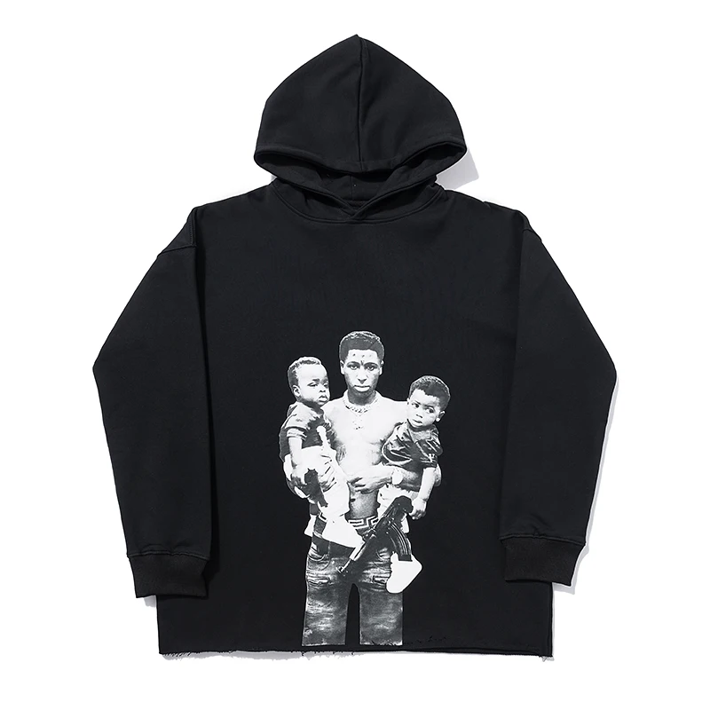 

VLONE 2021Spring and Autumn New Portrait Hoodie Big V Print Loose High Street Casual Hooded Sweater Trendy