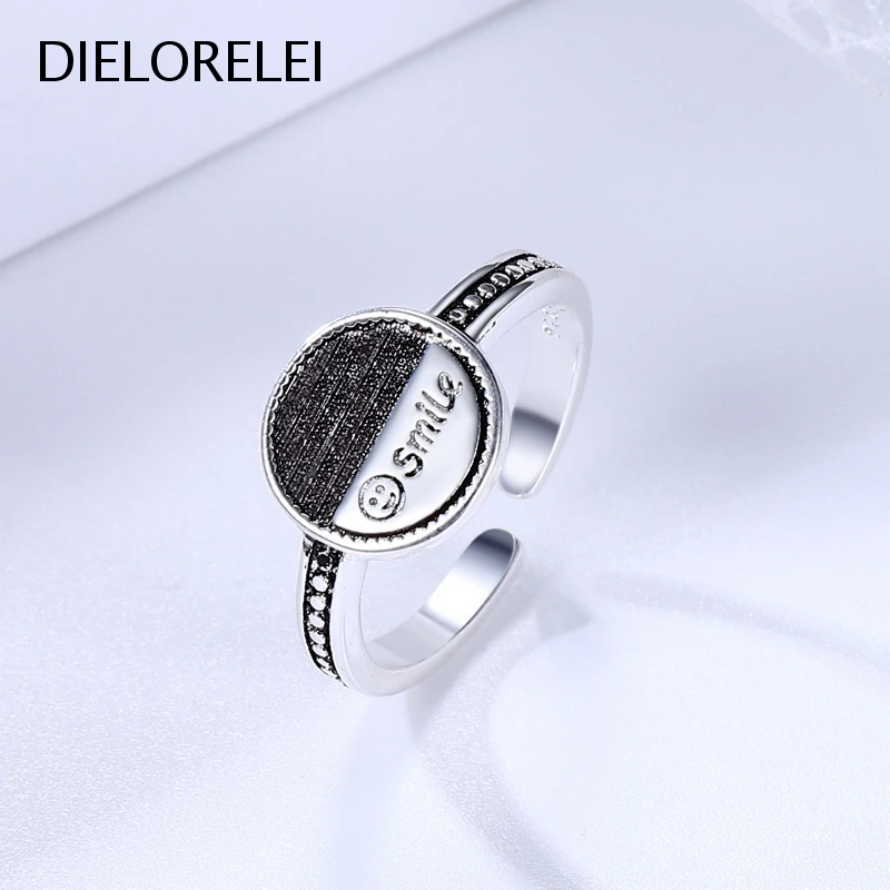 

DIELORELEI 925 Sterling Silver Adjustable Ring Prevent Allergy Jewelry Simple Girls Eliminates Metal Allergies Women