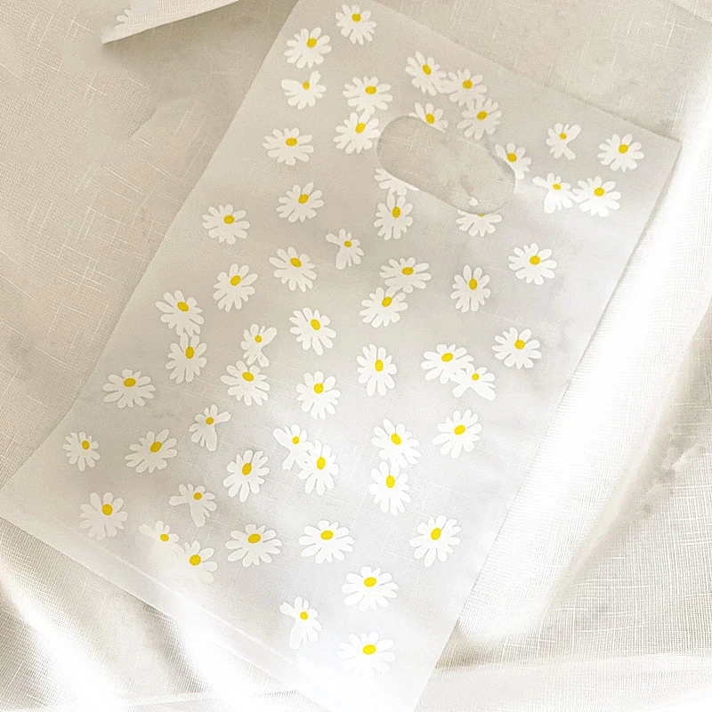 

100Pcs Vertical Version Frosted Flower Picture Gift Bags Underwear Clothing Packaging Storage Bag Birthday Wedding Party Bags