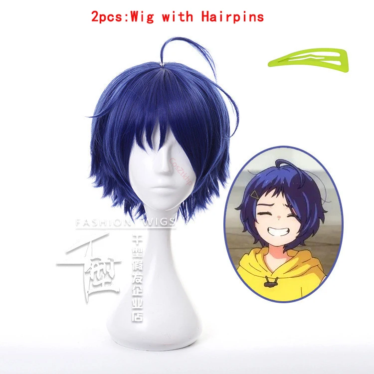 

Термостойкий парик для косплея из синтетических волос, темно-синего цвета