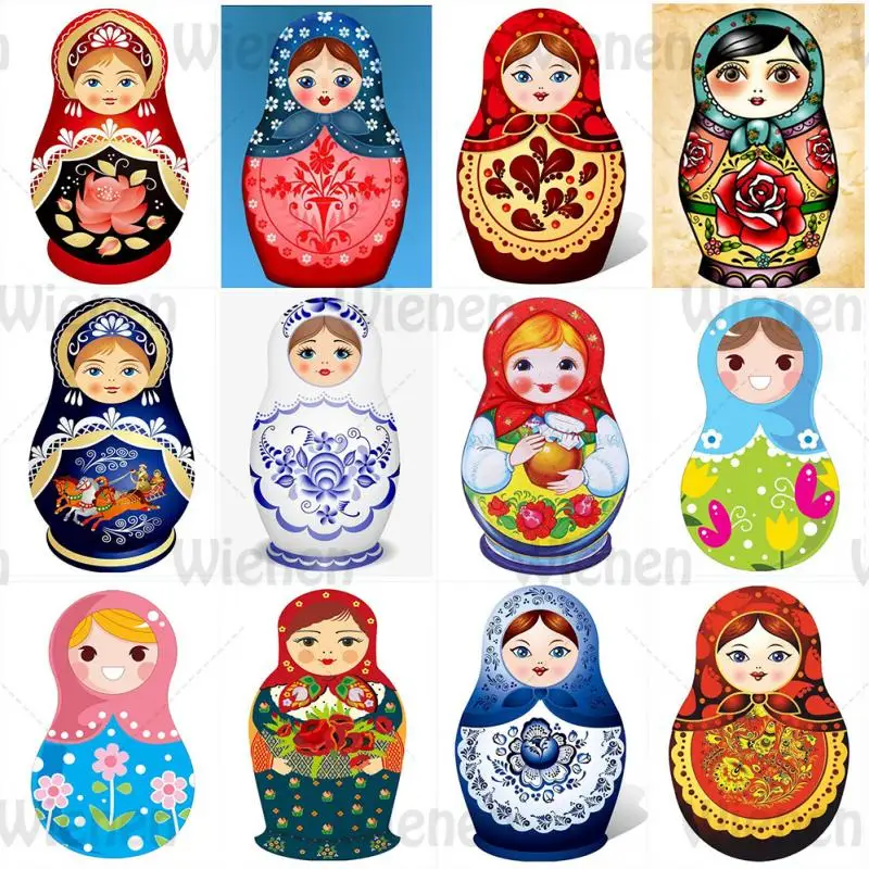 

5D DIY Diamond Painting Russian Matryoshka Doll Cartoon Pattern Diamond Embroidery Needlework Cross Stitch Kit Mosaic Art Gift