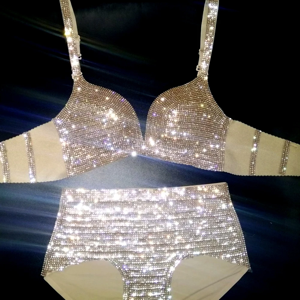 Новый комплект бикини для женщин яркий карнавальный бюстгальтер со стразами