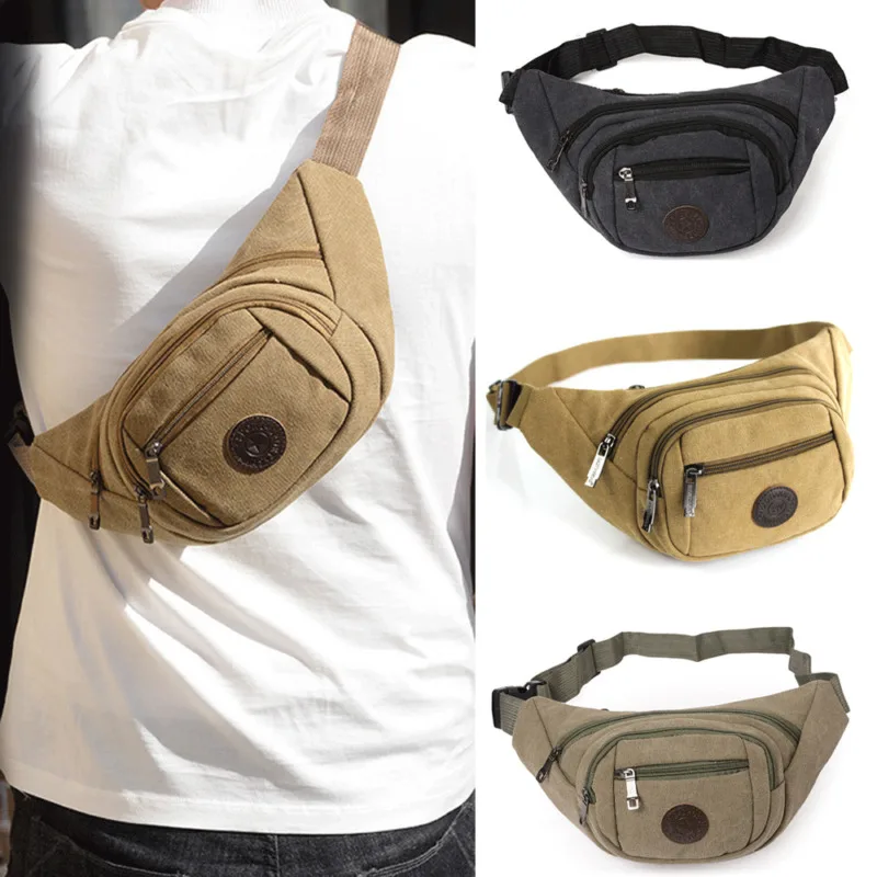 Мужская холщовая барсетка сумка мессенджер поясная дорожная сумка|Поясные