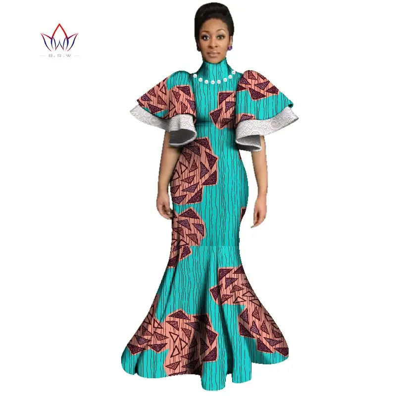 Bintarealwax женское длинное вечернее платье Vestidos с расширяющимся книзу рукавом