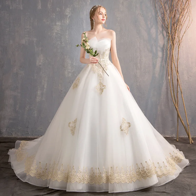 Свадебное платье Элегантное без бретелек роскошное классическое бальное с