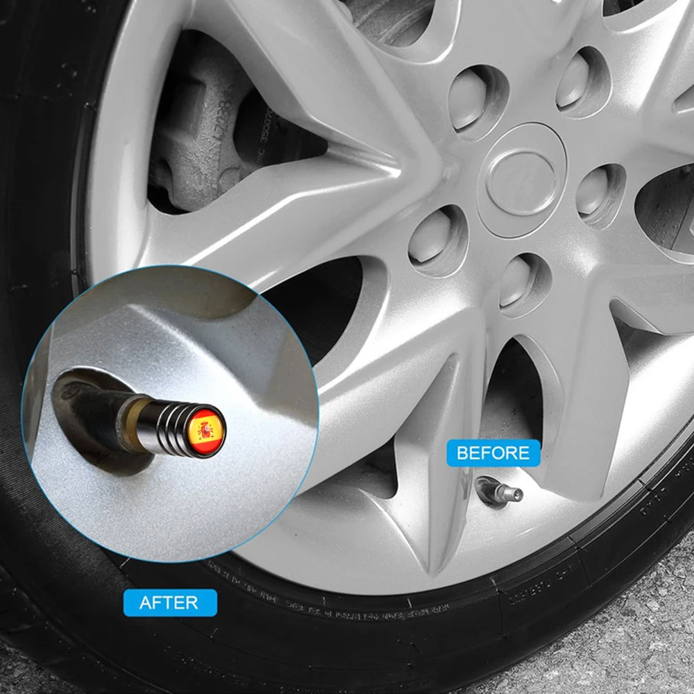 DSYCAR 4 шт./лот Испанский флаг автомобильные шины для велосипеда колпачки на клапан