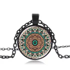 Буддистское ожерелье со стеклянным куполом, подвеска с кабошоном, Индийская Йога ожерелье с мандалой, креативный подарок унисекс, ювелирные изделия дружбы
