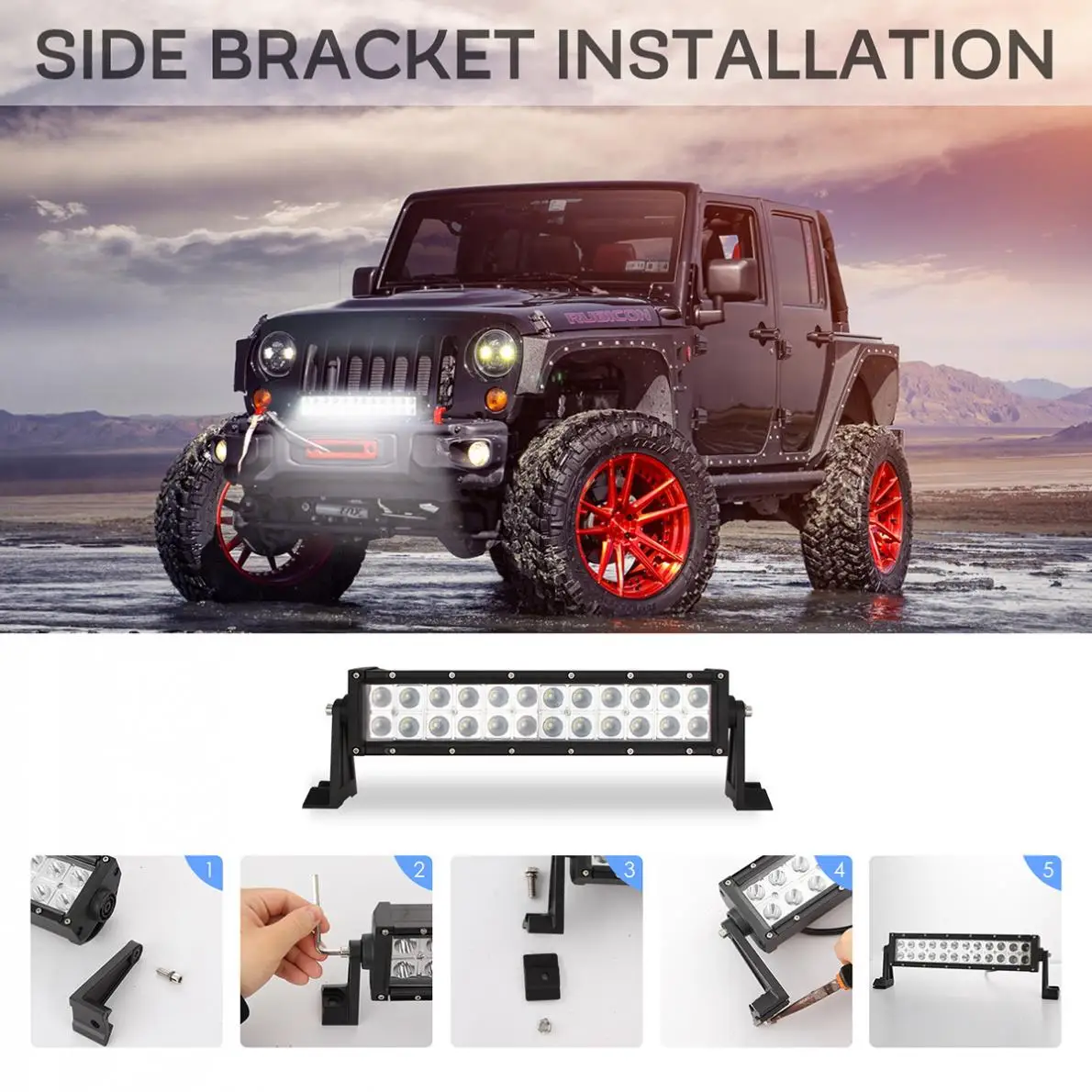 

13 Inch 120W 2 Rows LED Work Light Bar 6000K White Waterproof Car LED Work Lamp for Offroad Suv Boat 4X4 Jeep 4Wd Truck 12V-24V