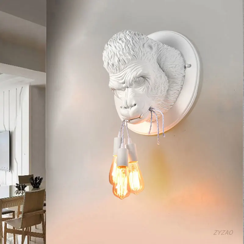 Скандинавская полимерная настенная лампа Gorilla Decor в стиле индастриал Лофт ретро