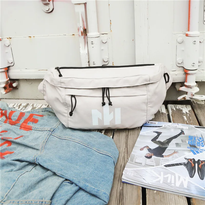 

Unisex Belt Bag Large Capacity Women Waist Bag Luminous Hip Hop Canvas Big Fanny Pack Fashion Banana Purse Chest Bags