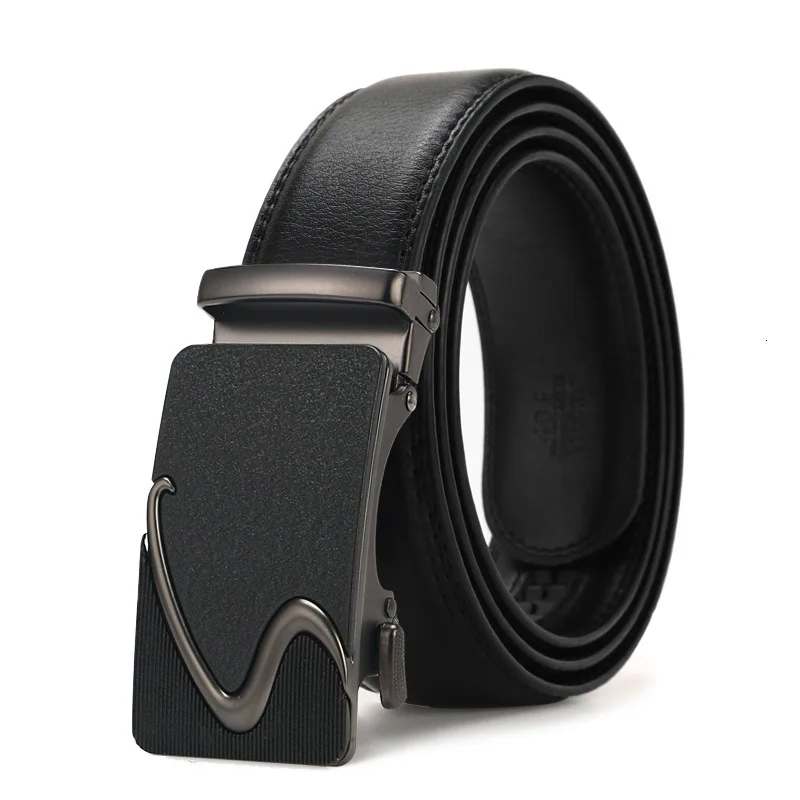 Peikong Men's Belt Cow mens fabric Leather Belts Brand Fashion Automatic Buckle Black Genuine Leather Belts for Men 3.5cm Width