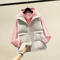 2022 autumn womens warm jacket vest fashion solid sleeveless coat parkas stand collar waistcoat female casual outerwear top