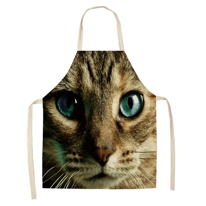 1 шт. кошка тигр Собака Сова Кухонный Фартук с принтом без рукавов из хлопка и льна