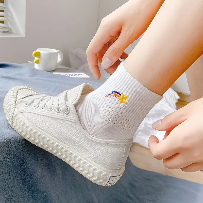 

cute rainbow socks cartoon kawaii slouch white socken women cotton preppy style harajuku fashion japanese meias calcetines