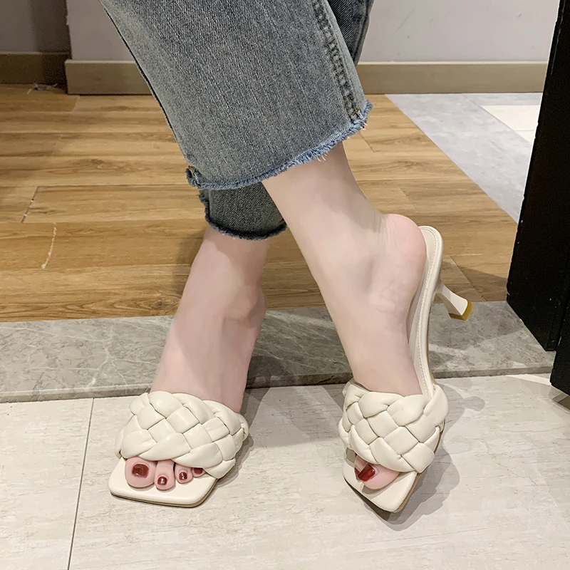 

2020 New Women Brand Summer Slides High Quality Weave Open Toe Flat Casual Slipper Leisure Sandal Female Beach Flip Flops