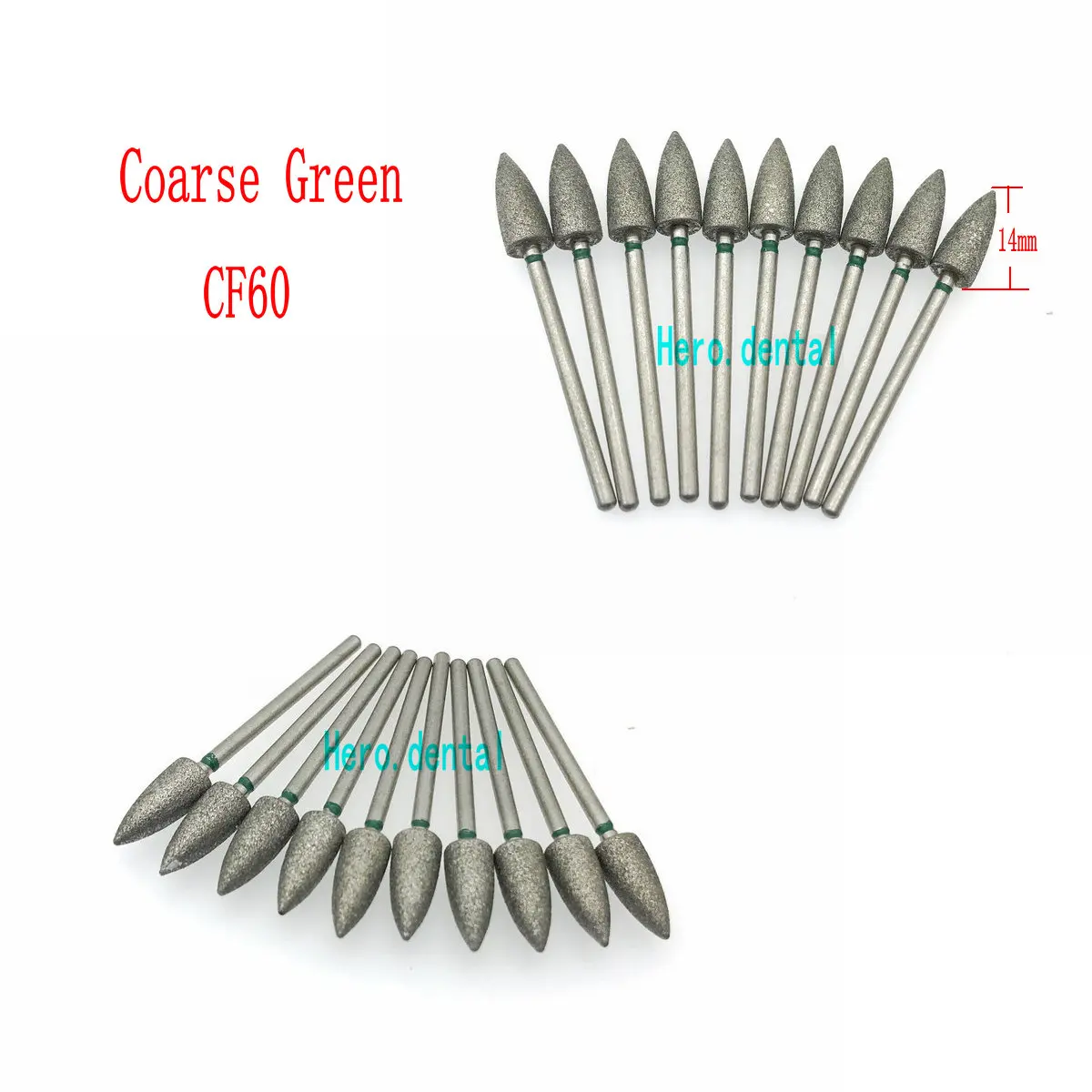 10 шт. ГРУБАЯ зеленый 2 35 мм Стоматологическая хвостовик алмазный шлифовальный бор