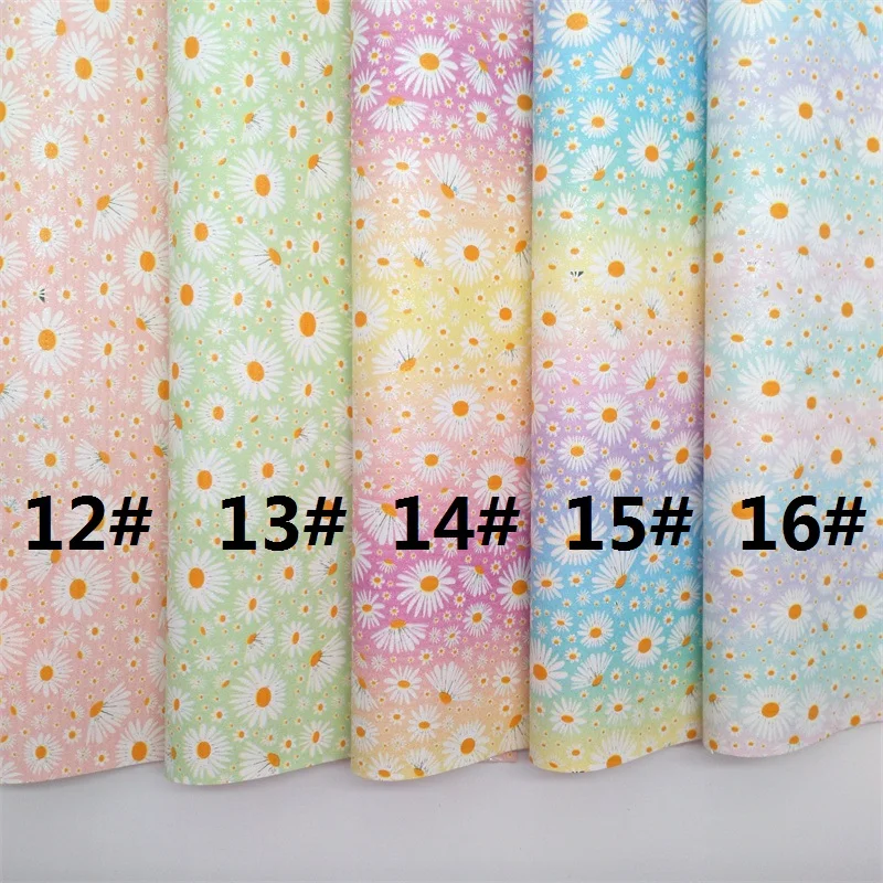 Ткань Glitterwishcome из искусственной замши с принтом маргариток блестками листы кожи