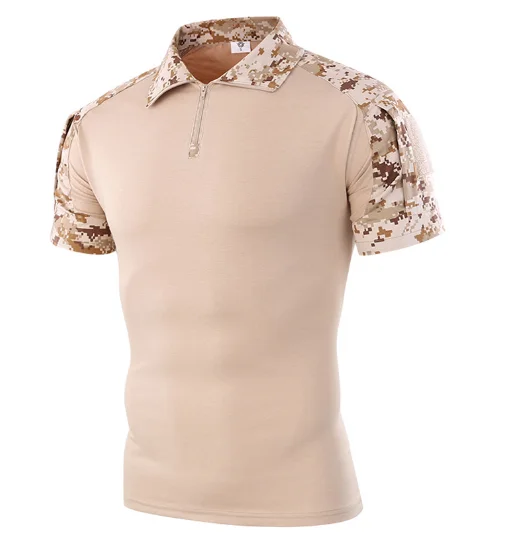 Outdoor Short Sleeve Polo Shirt ACU CP Desert Camouflage Tactical Military Uniform Absorb Sweat Hunting Men Combat Army Suit |