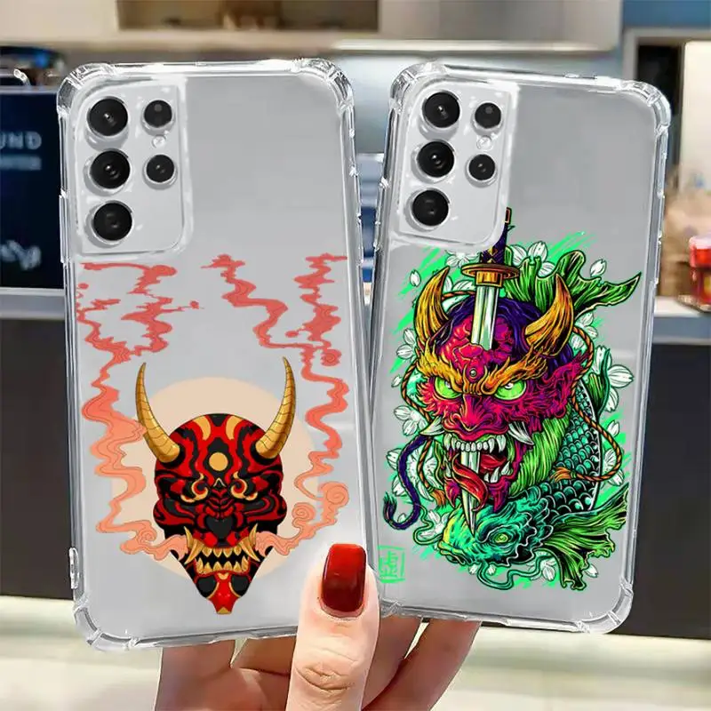 

Japanese samurai oni mask Phone Case Transparent for Samsung A 10 21S 31 50 51 52 12 71 S note 10 20 21 fe plus ultra