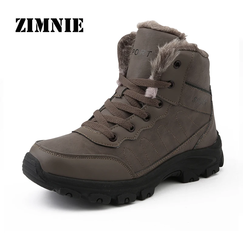 

ZIMNIE Brand High Quality Men Boots Winter Comfortable Ankle Boots Outdoor Waterproof Working Plush Snow Boots Men