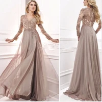 plus size mother of the bride dresses a line v neck long sleeves chiffon appliques beaded long groom mother dresses wedding