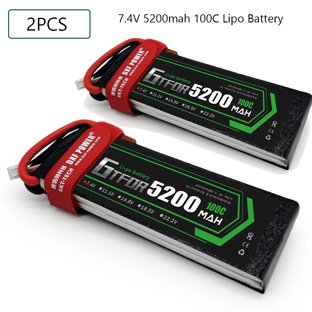 GTFDR-bater&iacute;a Lipo 2S 7,4 V 5200mah 100C-200C XT60 T Deans XT90 EC5 para Dron FPV, avi&oacute;n, coche, cami&oacute;n, barco, piezas de RC-0