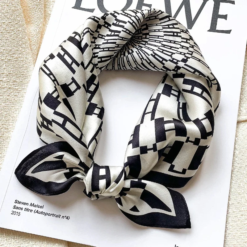 

2022 шейный платок женский винтажный платок 100% натуральный шелковый квадратный шарф женский хиджаб пончо с принтом повязка на голову дизайне...