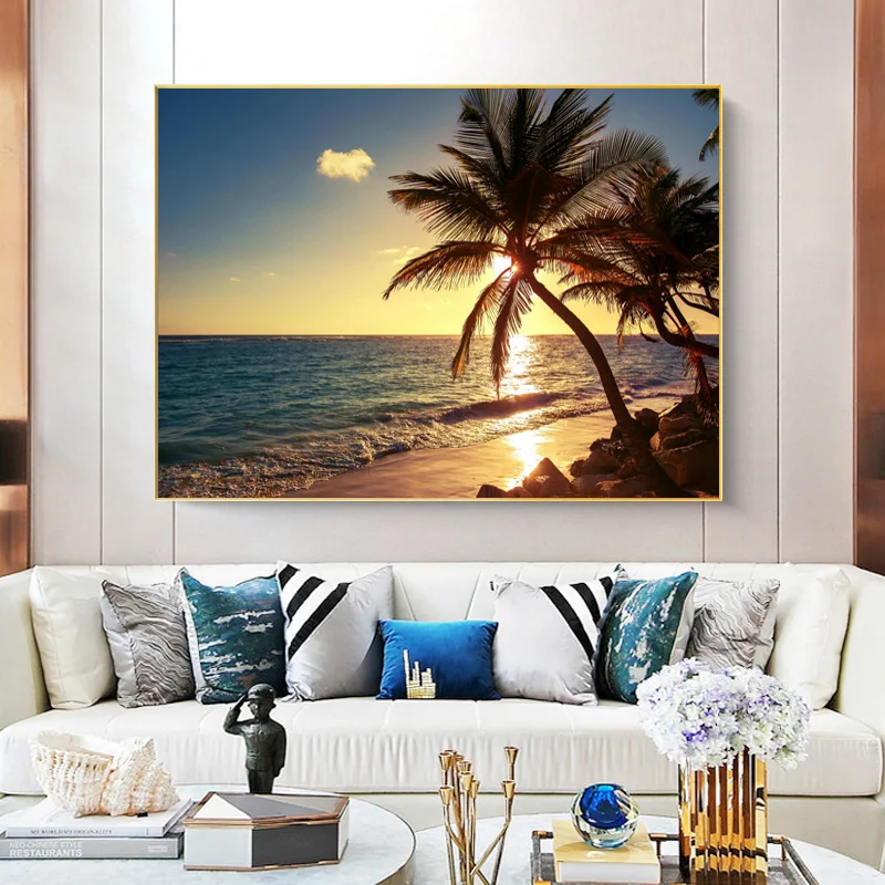 Настенная картина с изображением заката пляжа Морского Пейзажа | Дом и сад
