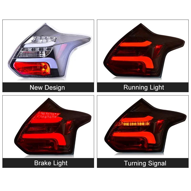 Светодиодный задний фонарь для Ford Foucs 2011 2012 2013 Копченый черный светодиодный