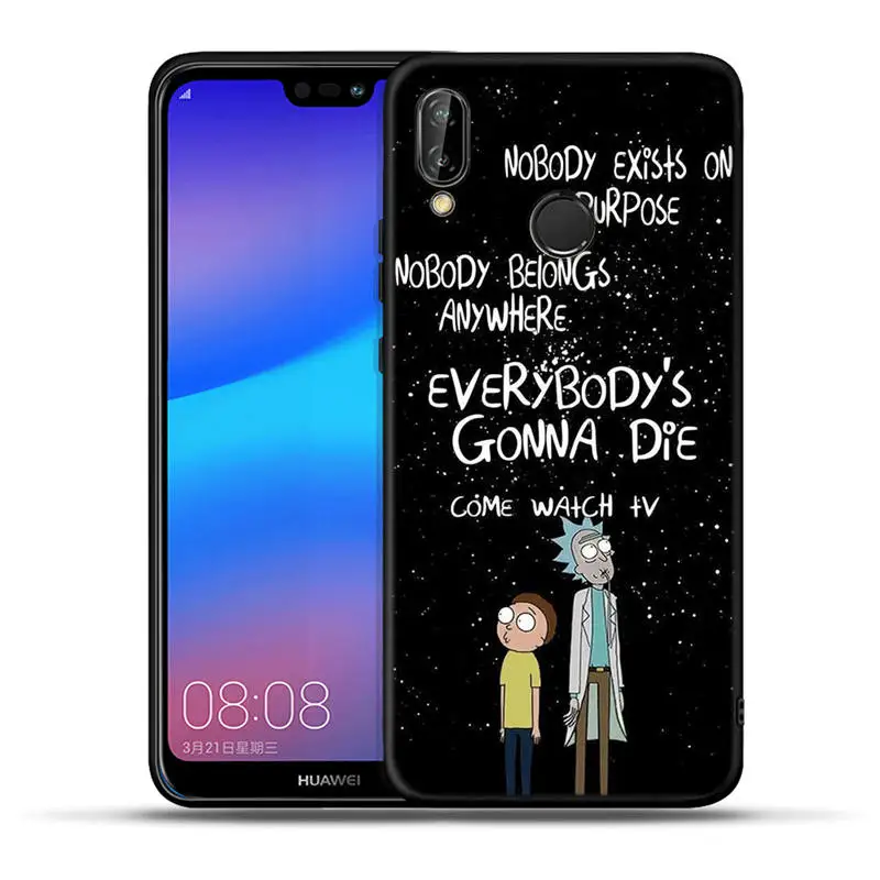 H1366 Черный силиконовый мягкий чехол Rick and Morty для huawei mate 20 10 P30 P20 Pro P10 P9 P8 Lite P Smart - Цвет: H1366