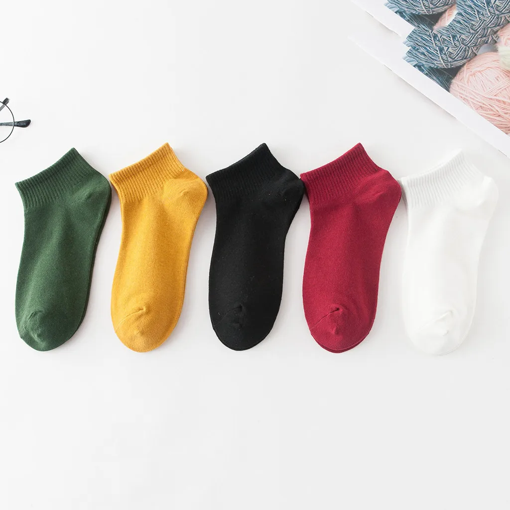 Женские хлопковые носки одноцветные удобные до щиколотки | Женская одежда