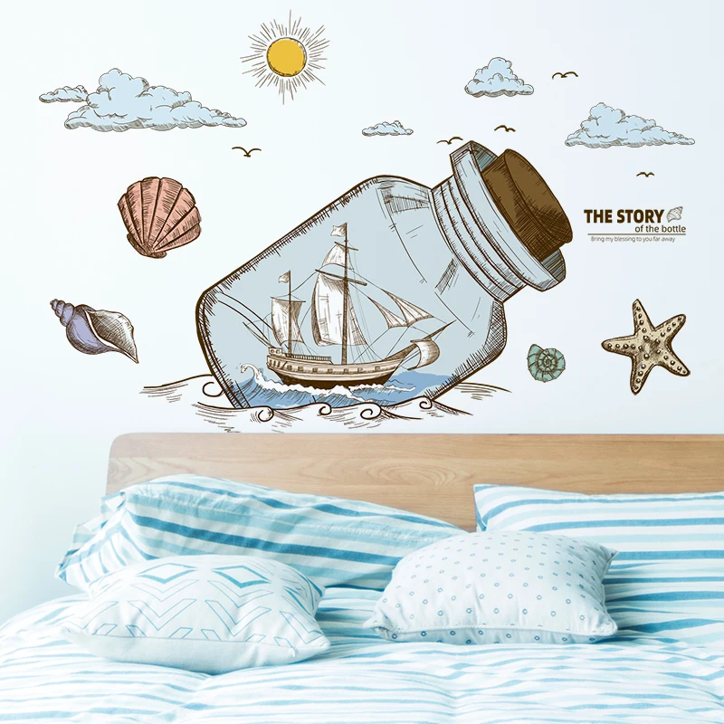 

Creative Drift Bottle Wall Stickers for Home Living Room Decor Mural Teen Room Decoration Wall Decal Aesthetic Poster Home Decor