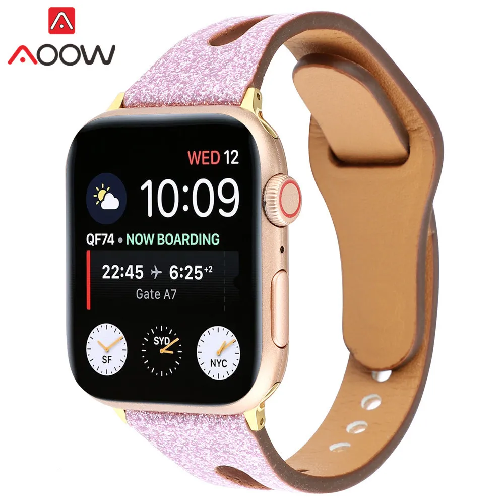 Ремешок для часов из натуральной кожи для Apple Watch 38 мм 42 мм 40 мм 44 мм золотой женский мужской браслет ремешок для iwatch 1 2 3 4 аксессуары
