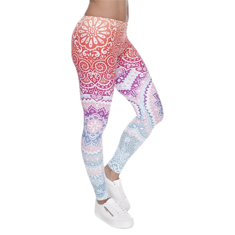 

Brands Women Fashion Legging Round Ombre Printing Leggins Slim High Waist push-up Leggings Woman Pants Cow Print Pants Fitness