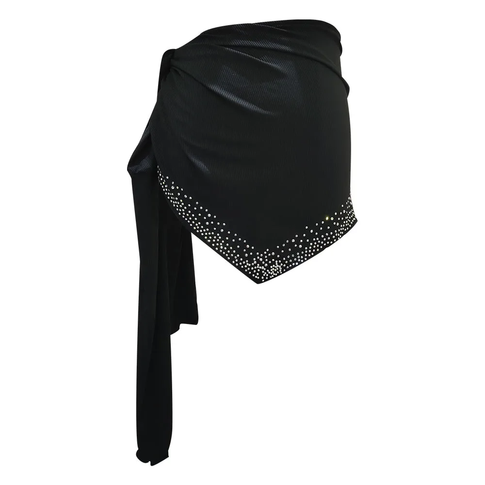Фото Женская юбка для танца живота неправильной формы с шарфом на бедрах