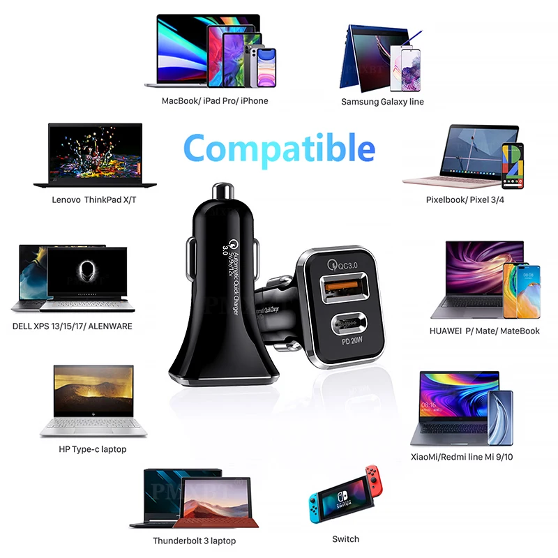 

Quick Charge 3.0 USB Car Charger For iPhone 12 Pro 11Pro Max Huawei PD3.0 20W Type C Fast Charging Car Dual Ports Phone Charger