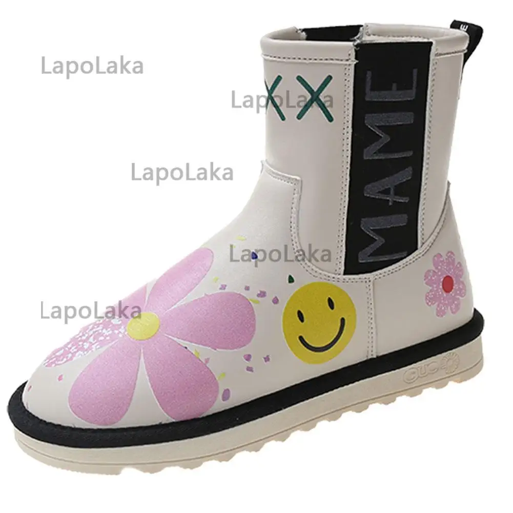 

Ботинки женские зимние водонепроницаемые на плоской подошве, теплые