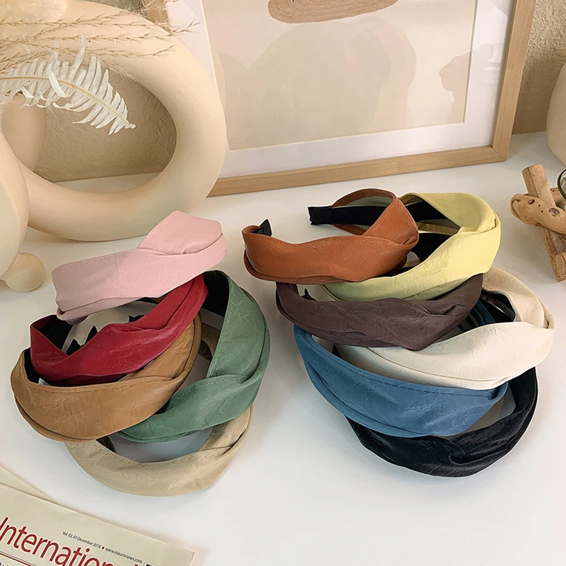 

Повязка для волос однотонная женская, модный ободок с перехлёстом, аксессуар на голову